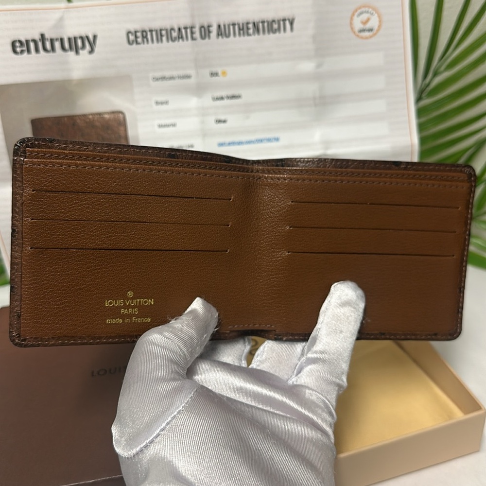 ποΈHOST PICKπ Authentic LOUIS VUITTON Ostrich Bifold Wallet,Rare Piece, PreOwned - Picture 7 of 17